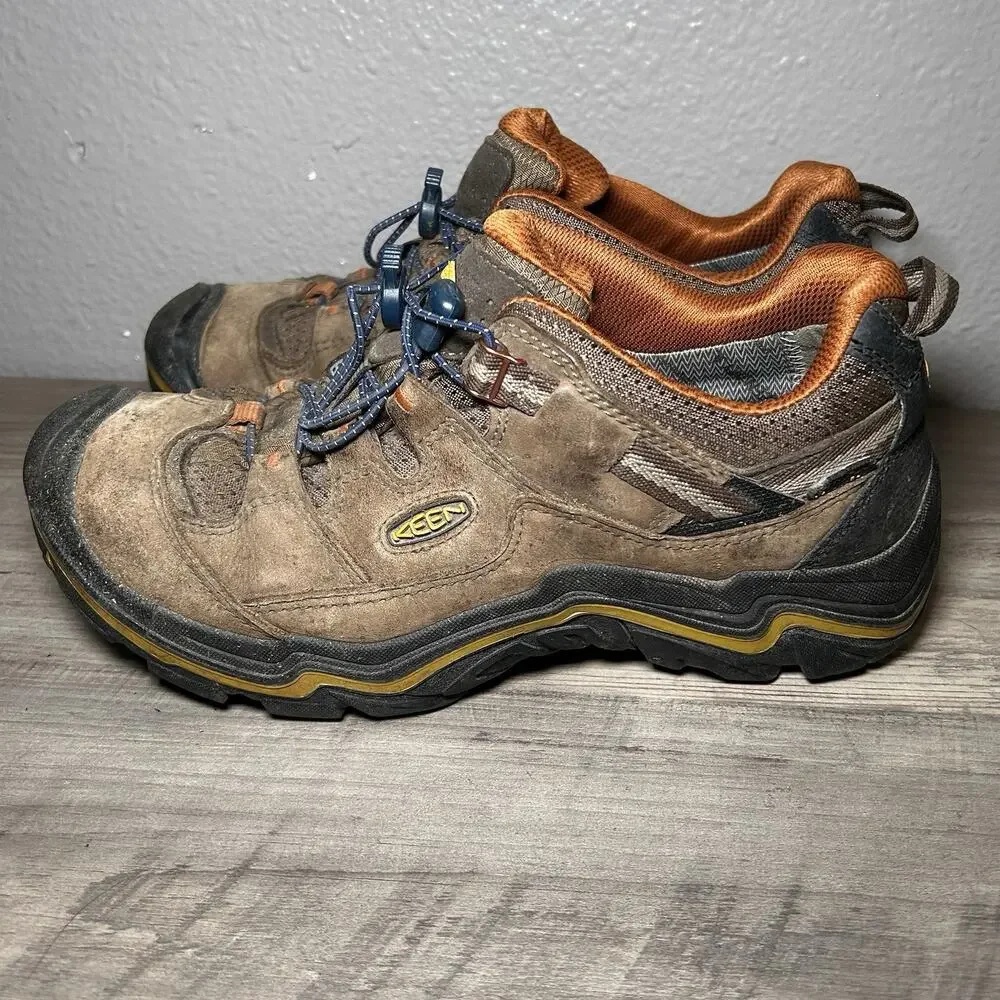 KEEN Durand WP Low Top Hiking Boots Size 9.5 Mens USA Built Brown/Orange